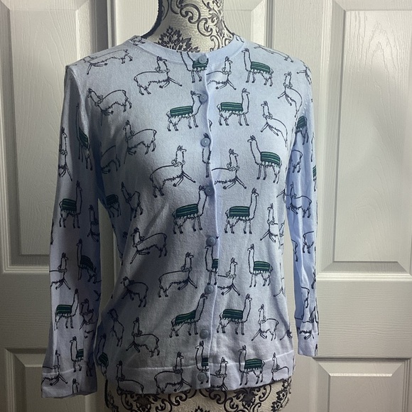 Ann Taylor Black and White Patterned Cardigan M llama Alpaca - Picture 1 of 5